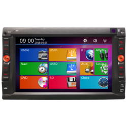 Radio Navegador doble din con pantalla táctil capacitiva de 6,2, GPS, memoria 4 GB, Bluetooth