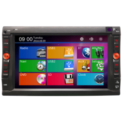 Radio Navigator double din avec écran tactile de 6,2, GPS, mémoire 4 GO, Bluetooth