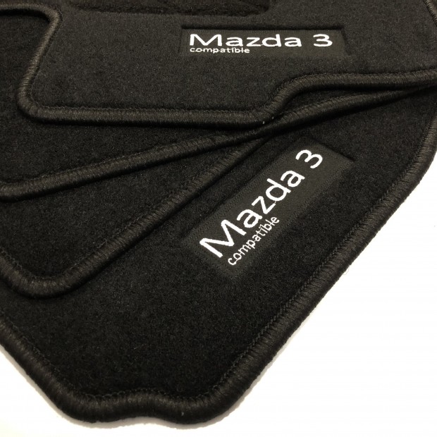 Mazda 3 2013 onwards adapté voiture noire tapis avec bordure bleue